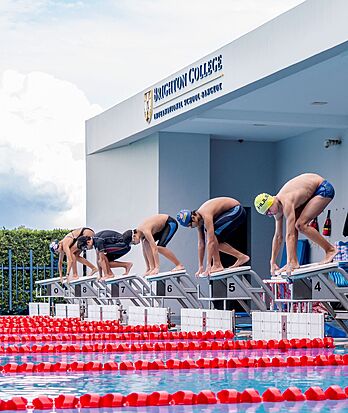 Pupils swimming at Brighton College Vibhavadi, part of holistic education and skill-building through sport.