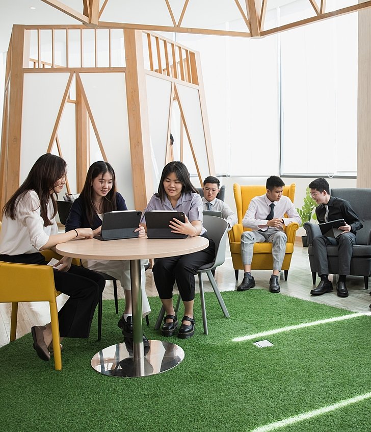  Pupils relaxing together in the clubroom at Brighton College Vibhavadi, enjoying student life in a calm, supportive environment. 