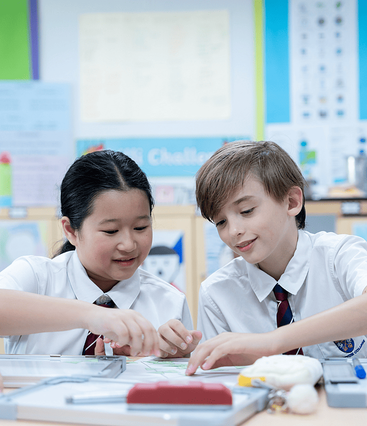  Two pupils working together in a classroom at Brighton College Bangkok Krungthep Kreetha, promoting teamwork and active learning 