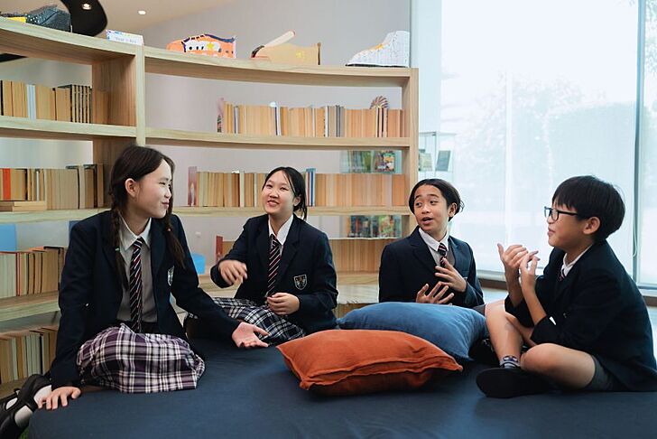  Brighton College Vibhavadi pupils collaborating during a club session, developing 21st-century skills and character through holistic education. 