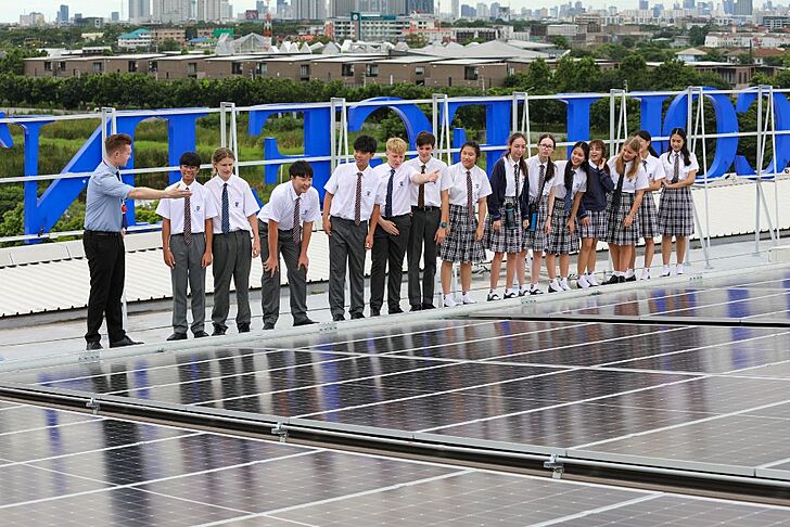  Solar panels installed on the rooftop of Brighton College Vibhavadi, supporting sustainability and future-ready learning in a premium international school. 